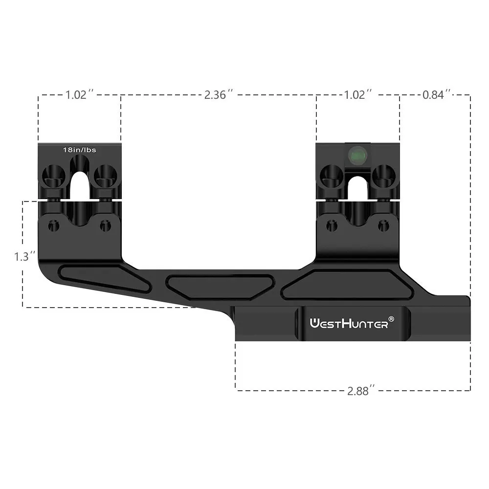 WestHunter Cantilever Picatinny One-Piece Scope Mount with Bubble Level Dual Ring Hunting Rings WH305B (30mm) WH306B (34mm)