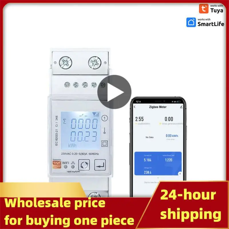 

Tuya Smart Energy Meter Single Phase 80A Din Rail Power Monitor KWh Wattmeter Voltmeter Ampermeter 110V 220V 50/60Hz