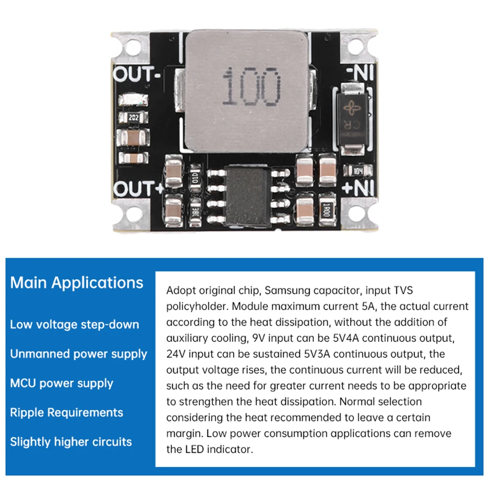 High-Power Low Ripple Voltage Regulator Board: Adjustable Step Down Power Supply Module