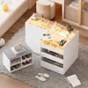 Armoire Bedroom Island, Wardrobe Closet Island Dresser with Glass Showcase, Charging & 3 Color LED Light, Island Dresser 2