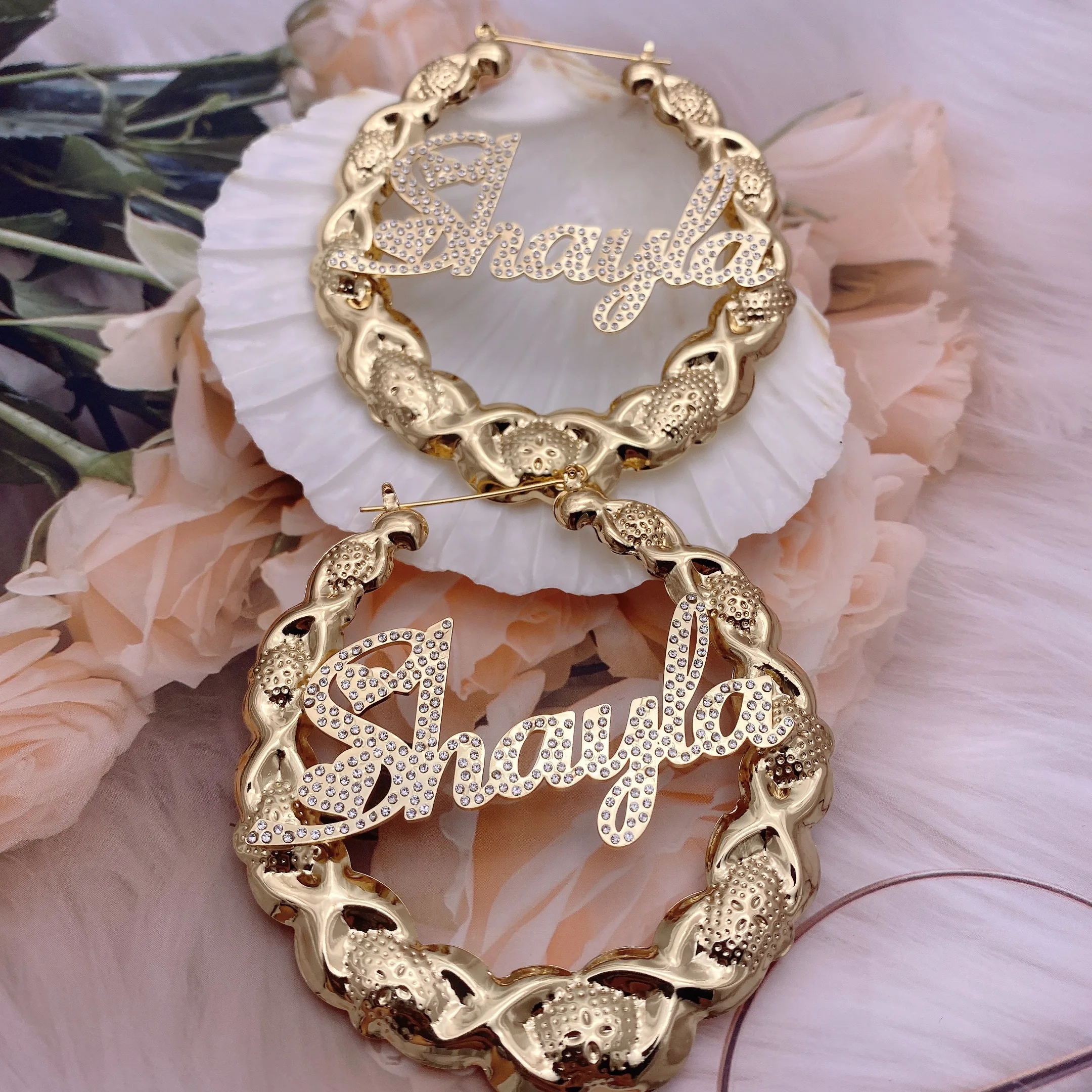 Custom XOXO Hoop Earrings Personalized Name Earring Bling Name Earrings Custom Earrings for Women Gift