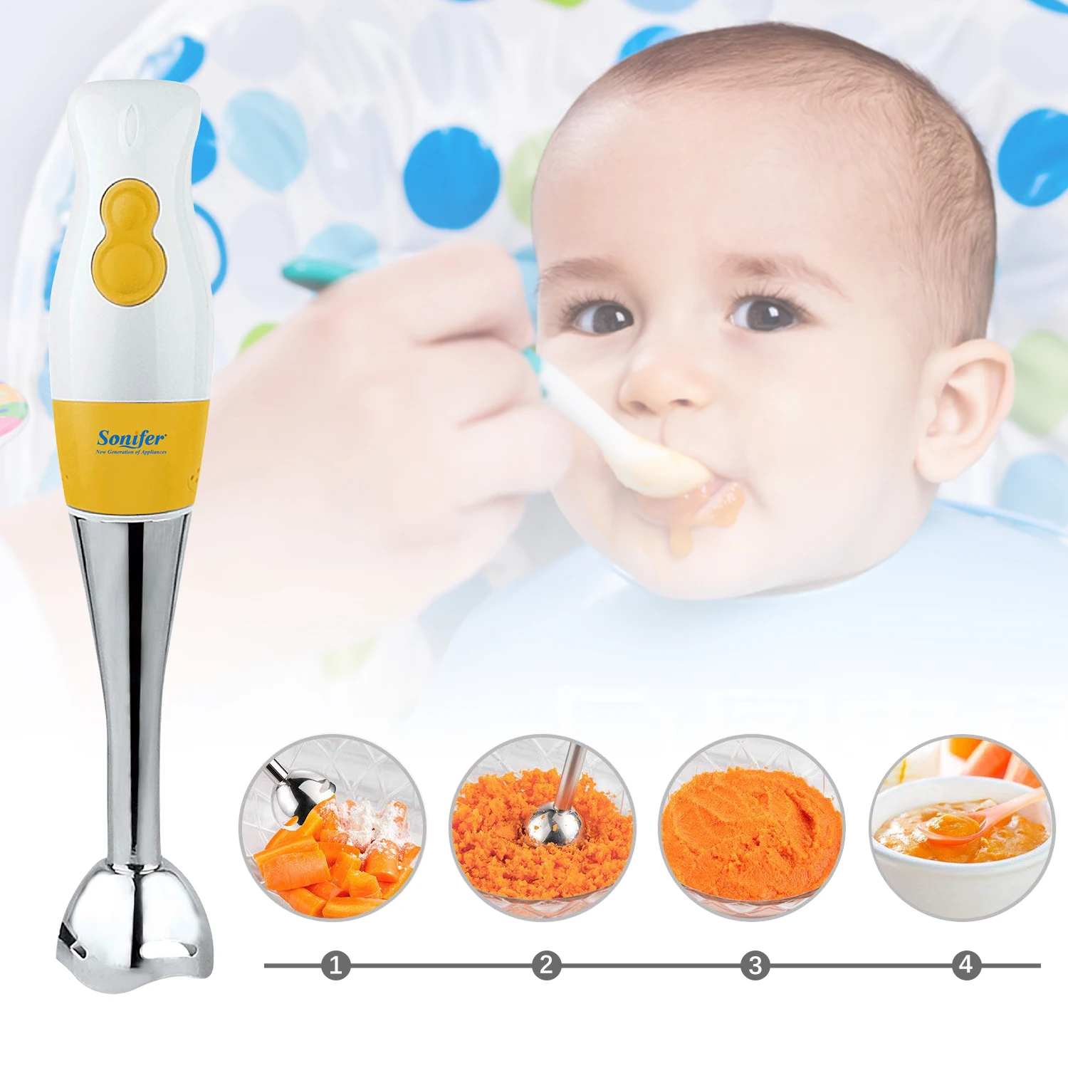 200W Hand Blender Immersion Electric Food Mixer Ice Crushing Kitchen Vegetable Meat Grinder Chopper Whisk Fruit Stirring Sonifer