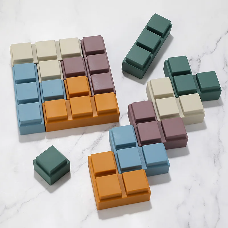 5pcs Baby Toy Soft Building Blocks Silicone Stacking Blocks Rubber Teethers Montessori Toy Silicone Construction