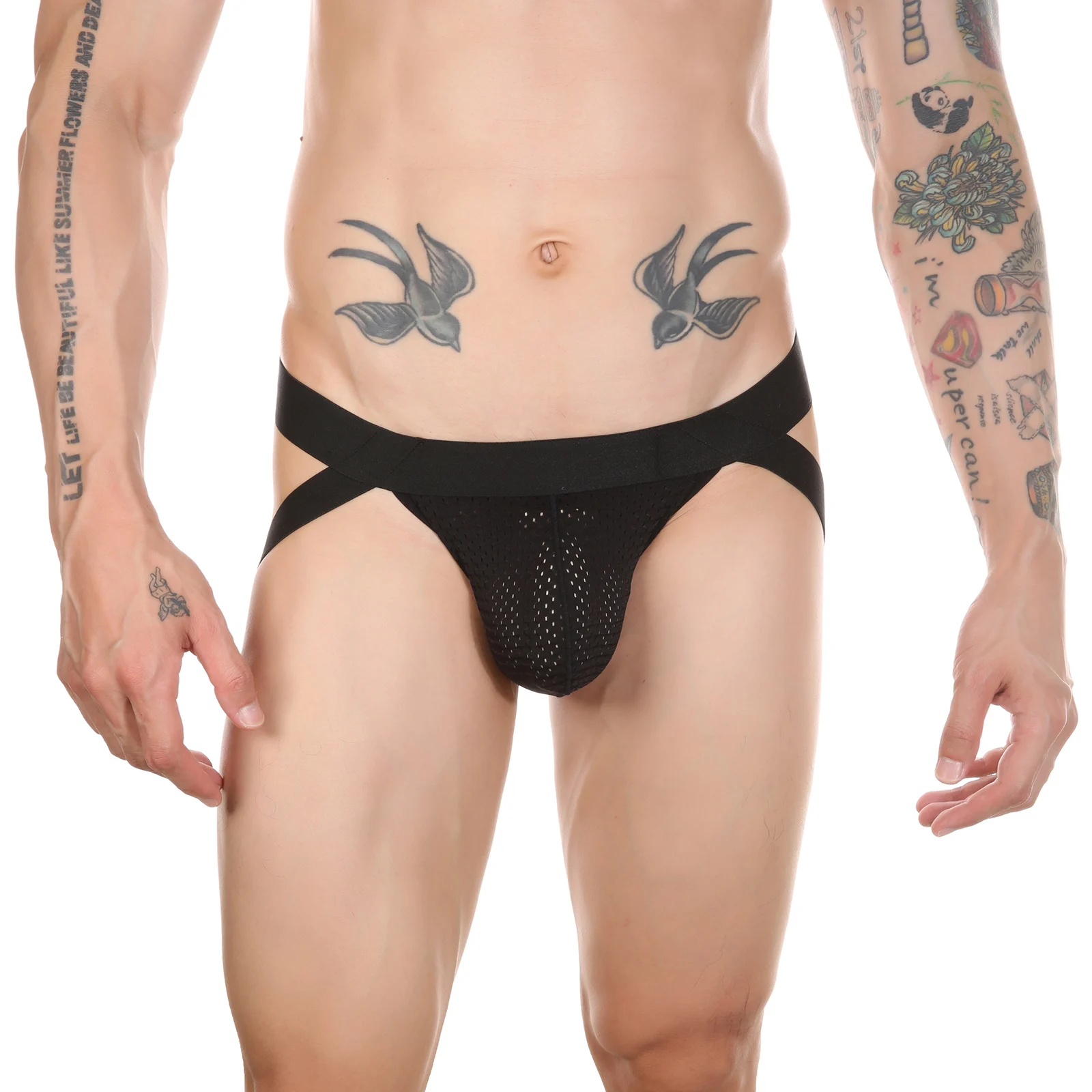 Sexy Underwear Men Thong Jockstrap G String Mesh Penis Pouch Man Bondage Lingerie Erotic Harness Underpants Metal Ring T-back Male Underwear