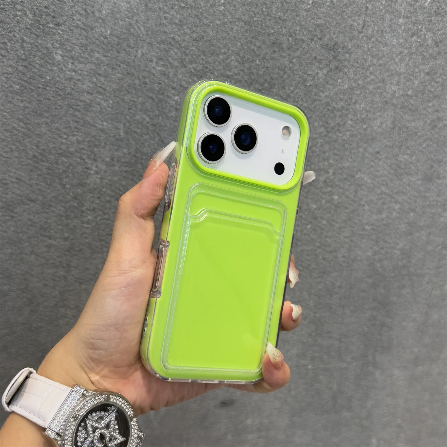 Candy Color Shockproof Phone Case with Card Slot and Photo Clip
