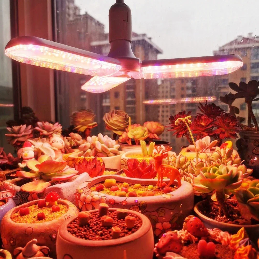 2/3/4 Leaf 24/36/48W LED Folding Full Spectrum Plant Growth Light E27 Spiral Succulent Fruit and Vegetable Fill Light