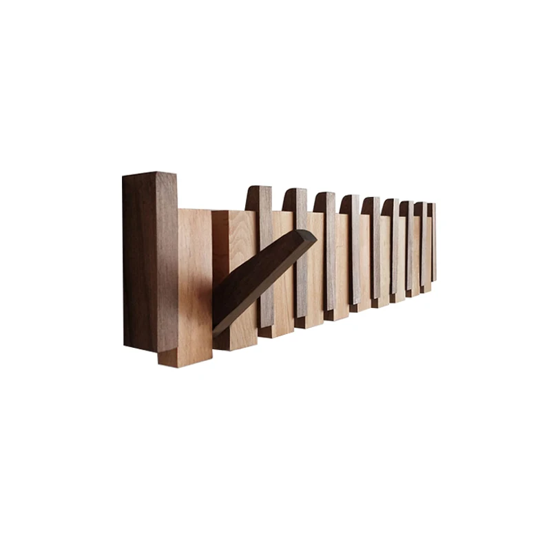 Wall-Mounted Coat Rack Beech and Walnut Hook Hidden Decoration Hook Hanger Foldable Bedroom Closets Wooden Wall Shelf Home Decor 5