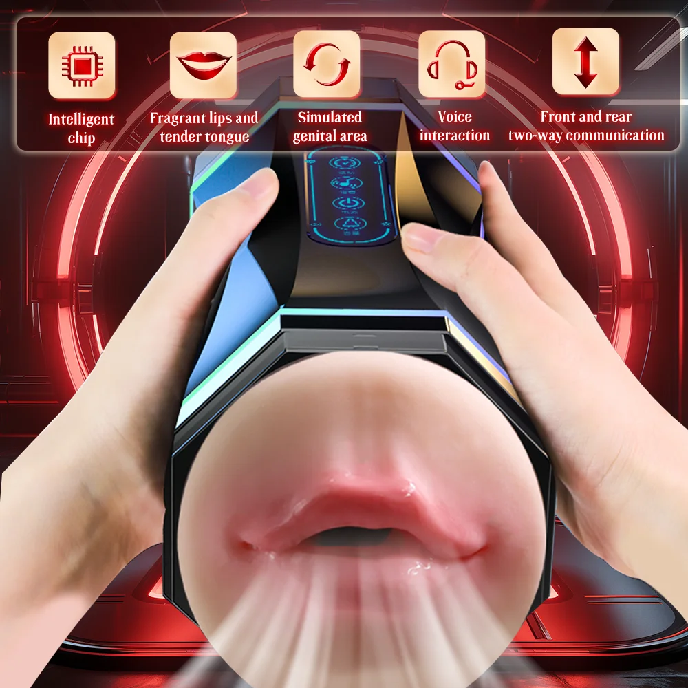 Double Head Masturbation Cup For Men With Suction And Voice_voghion.com