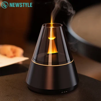 New Home Mini Simulated Candle Flame Aroma Diffuser with Colorful Night Lights 150ml Water Tank USB Air Humidifier 3-speed Timer 1