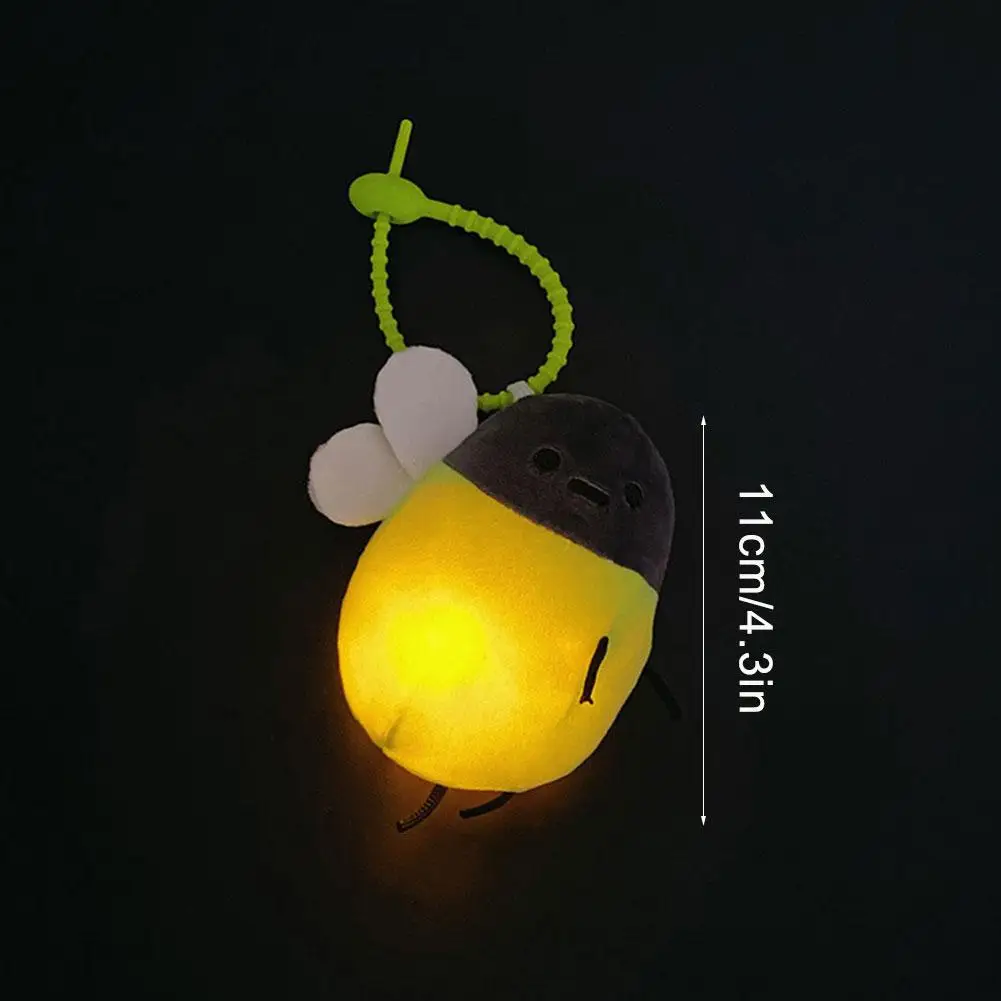 Cartoon Light-emitting Firefly Plush Doll Keychain Pendant Kids Birthday Gift Fun Light-emitting Firefly Bag Keychain Pendant