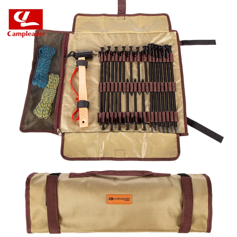 

Outdoor Camping Multifunctional Ground Nails Storage Bag Portable Hammer Stake Wind Rope Peg Holder Bag Tent Accessory Organizer