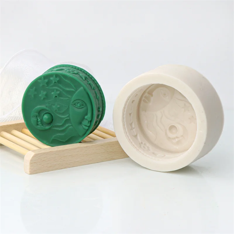 Sun Moon Face Silicone Soap Mold DIY Moon Sun Double Side Candle Handmade Lotion Bath Bomb Making Tool Silicone Mold