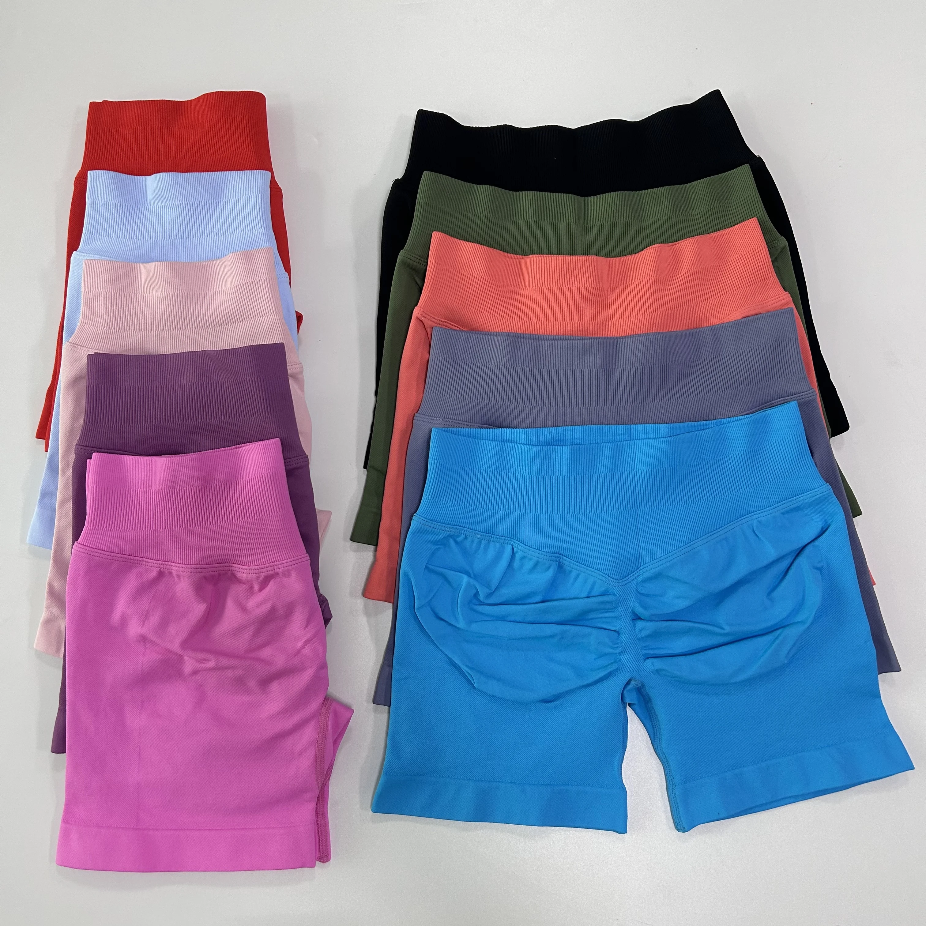 No Logo 4.5" GYM Shorts Low Ribbed Band Yoga Shorts Seamless Scrunch Bum Workout Gym Booty High Stretch Running