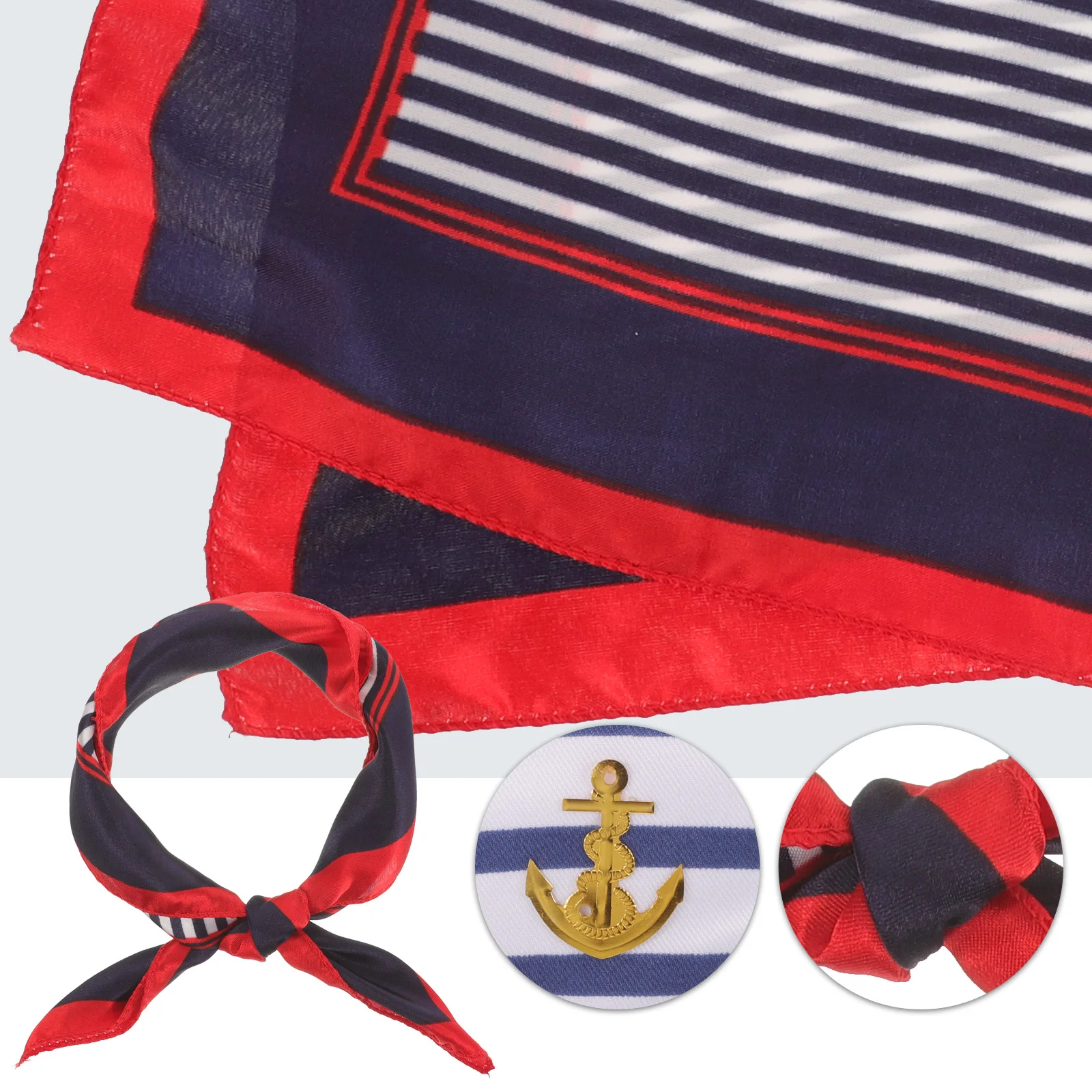 Captain Hat Scarf Set Decorative Sailor Costume Accessory Soft Lightweight Breathable Cosplay Prop Sailing Party Fancy Dress