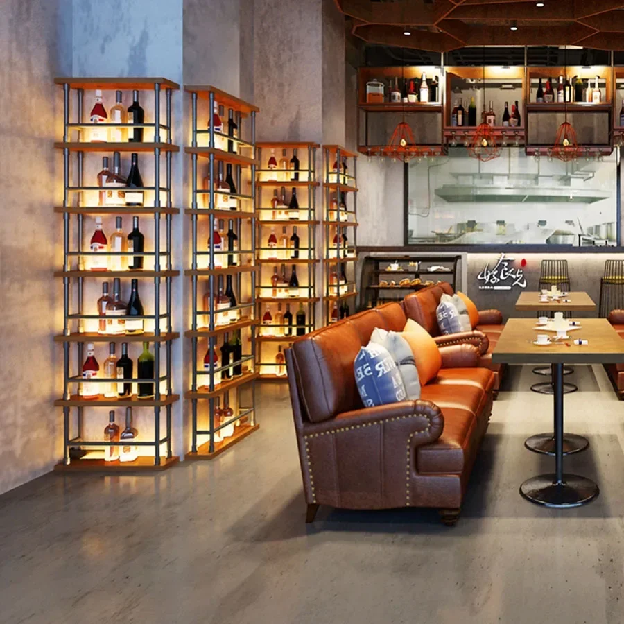 Narrow Column Wine Cabinet Living Room Corner Lights Showcase Liquor Bottle Wine Rack Patio Vinotecas Boutique Home Furniture