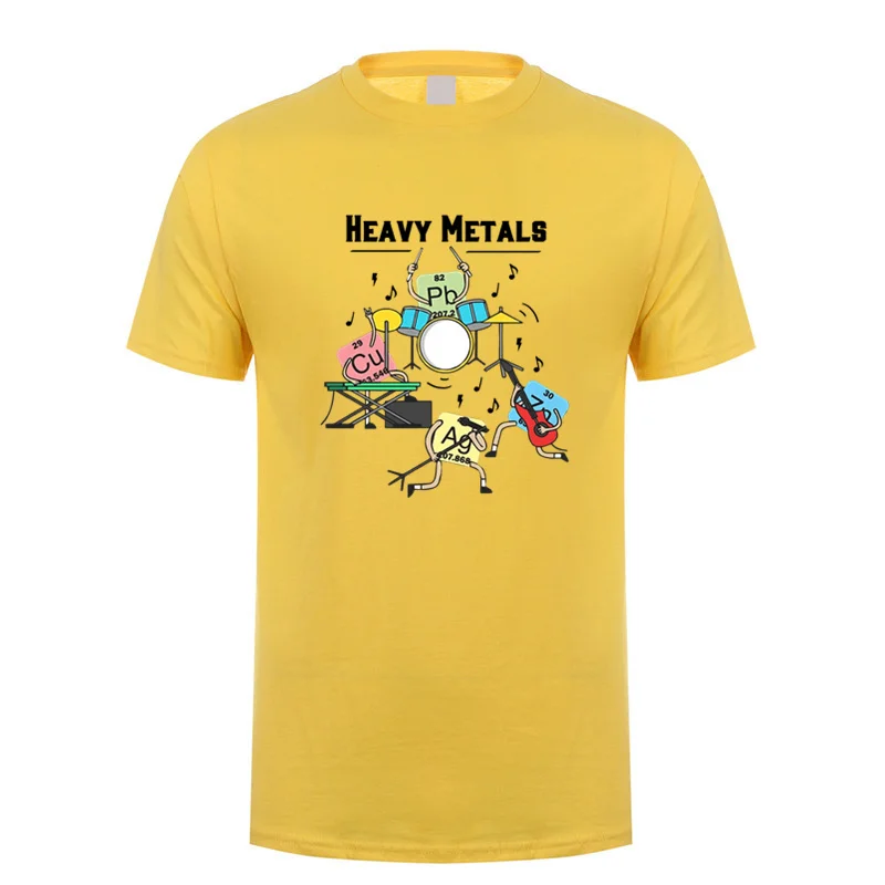 Heavy Metals Rock Chemistry Graphic Cotton T-Shirt for Men - Short Sleeve Summer Tee