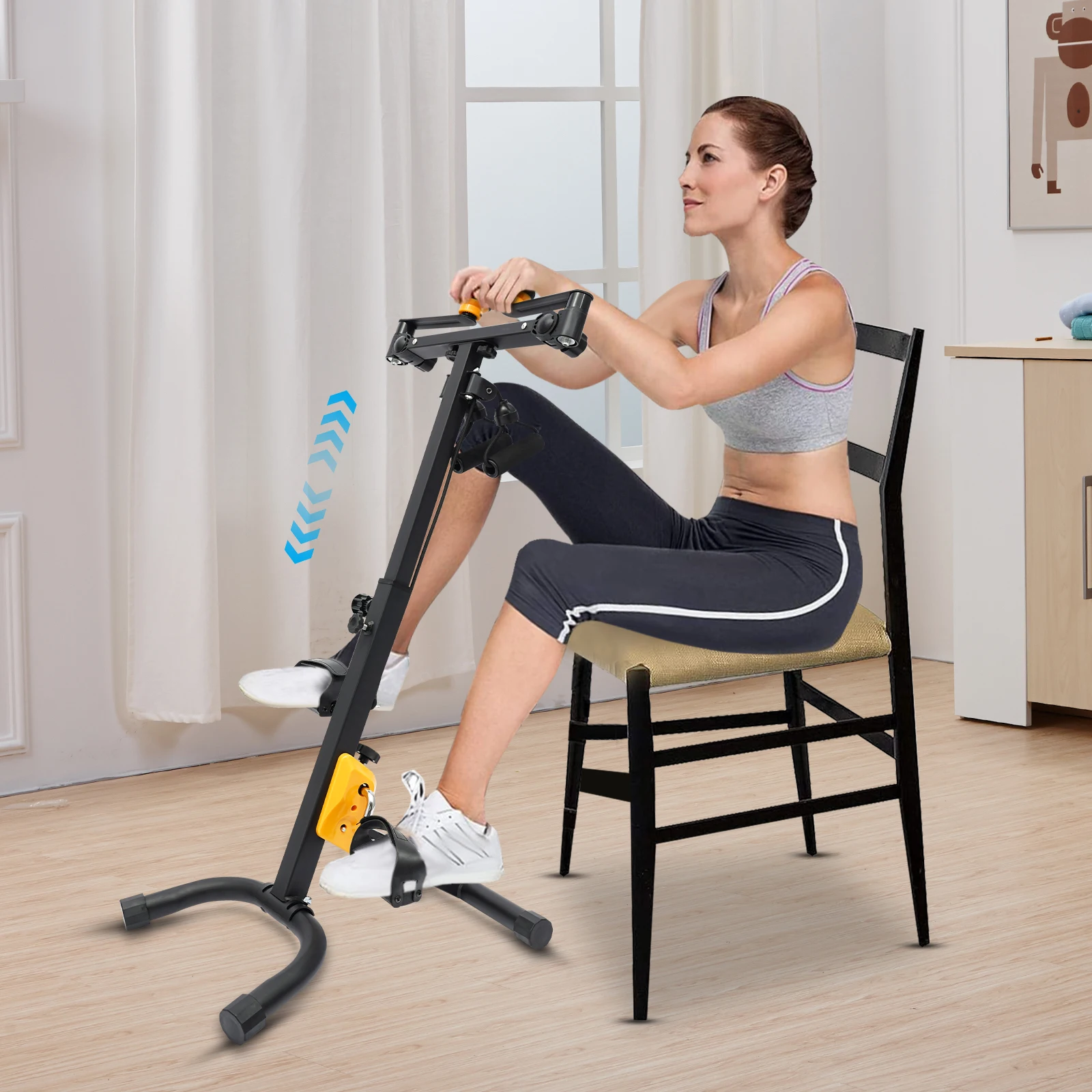 Professional Foldable Exercise Bike for Rehabilitation & Full-Body Training - 8-Level Adjustable Height,Rotatable Handles 3