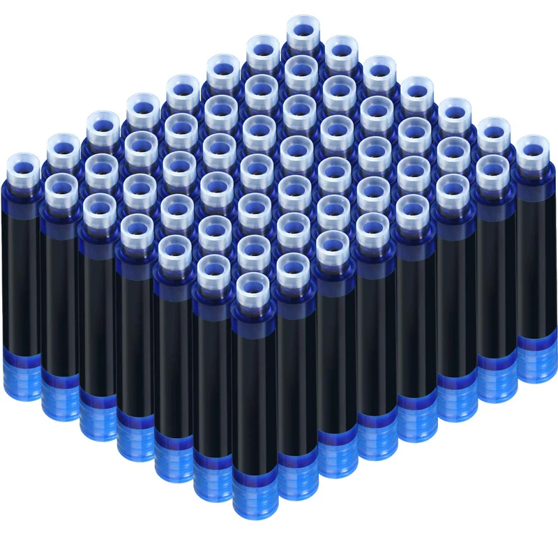 50 Cartucce Di Inchiostro Per Penna Stilografica – Blu Scuro, Nero O Rosso – Diametro Foro 3,4 Mm, Ideali Per Scuola E Ufficio