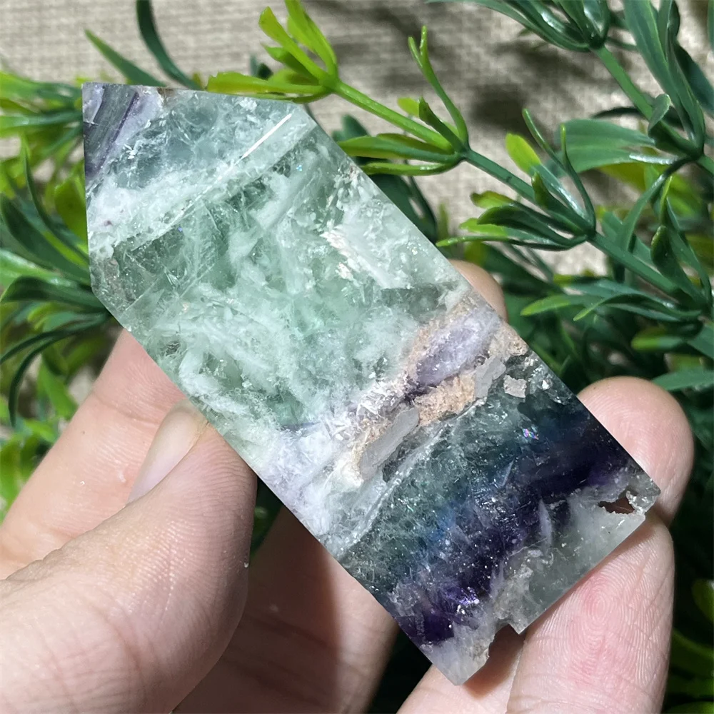 

Crystal Natural Feather Fluorite Wand Tower Point Quartz Reiki Healing Stones Mineral Gemstone Garden Home Decoration