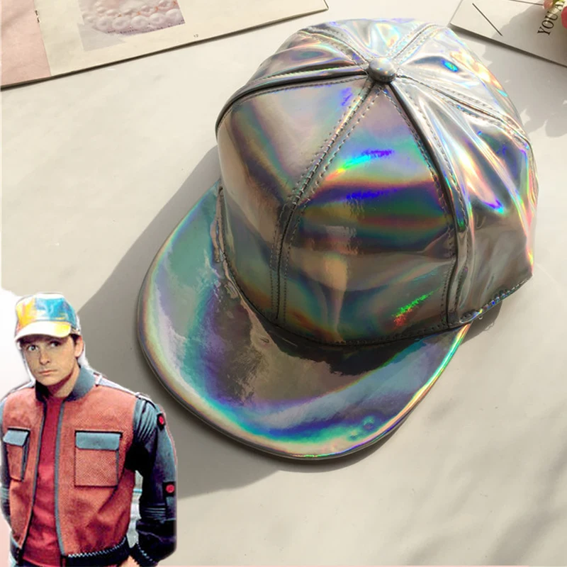 

Fashion Marty McFly Licensed for Rainbow Color Changing Hat Cap Back To The Future Props Bigbang G-Dragon Baseball Cap Dad Hat