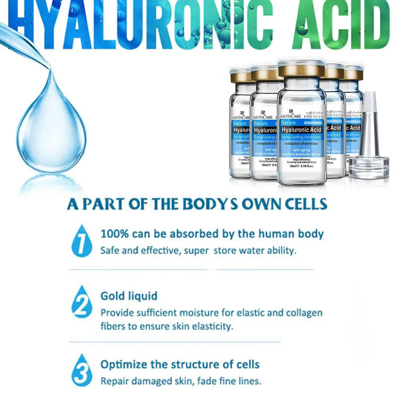 ARTISCARE Hyaluronic Acid Face Serum 5pcs for Moisturizing and  Brighten Long-Lasting Hydrating Skin Care Essence 3
