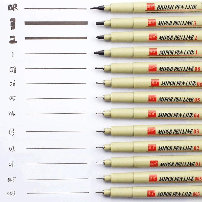 6 x Sakura Pigma Micron Fineliner Pens - 0.3/0.5mm/Graphic + 0.5/0.8mm/PN  -Black