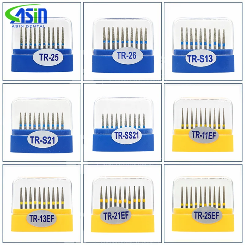 

10pcs/Box Dental High Speed Diamond Burs Dentist Super Coarse Diamond Drills Dental Lab Polishing Tools Dia.1.6mm TR Series Burs