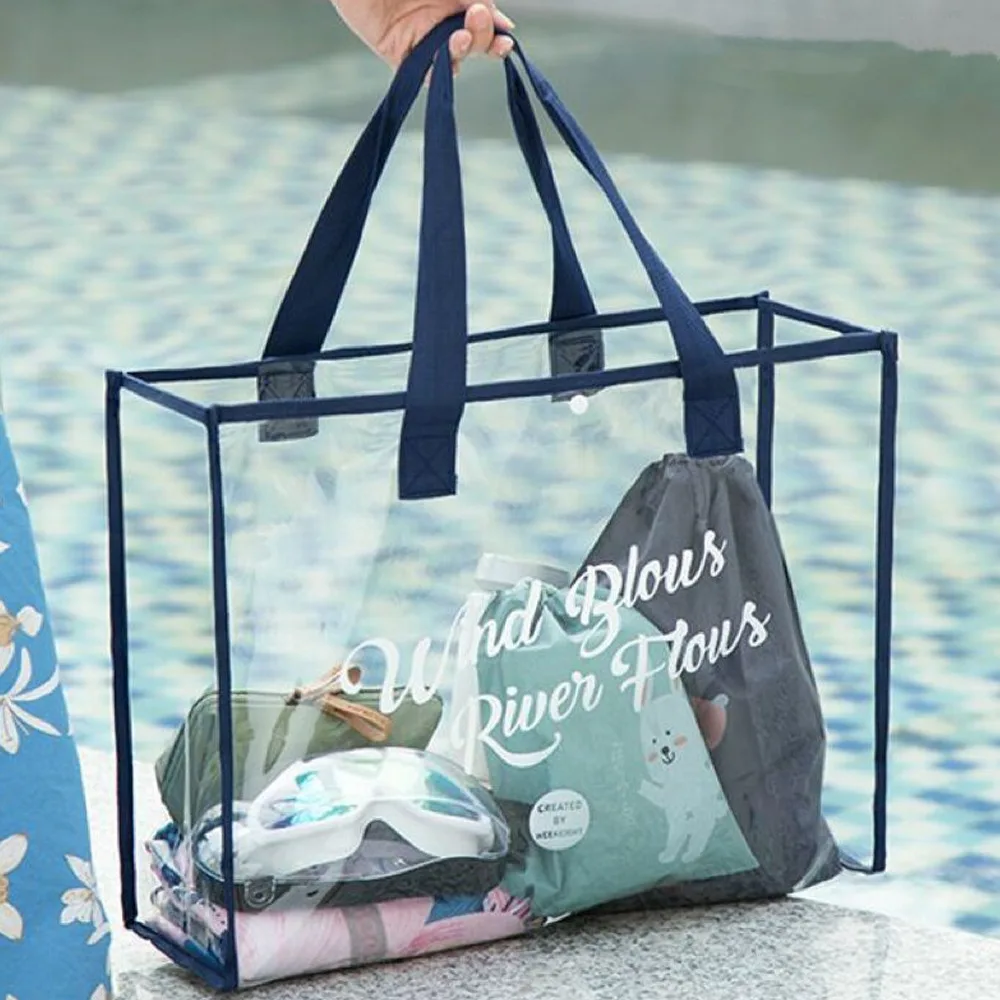 PVC Transparent Clear Bag, Summer Tote Pool Beach Bag Water-Resistant,  Shopping Market Bag Shoulder Bag Handbag Gift for Her - AliExpress