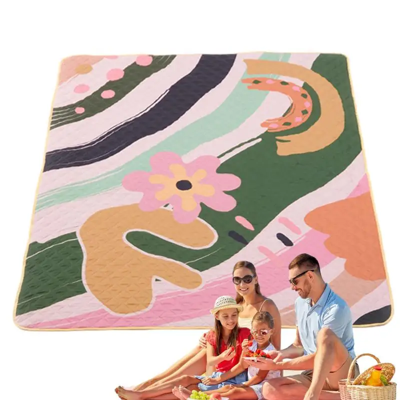 

78.7X78.7In Large Picnic Blanket Multi-Layer Family Mat with Carry Strap Outdoor Blanket for Camping Park Beach Grass Indoors