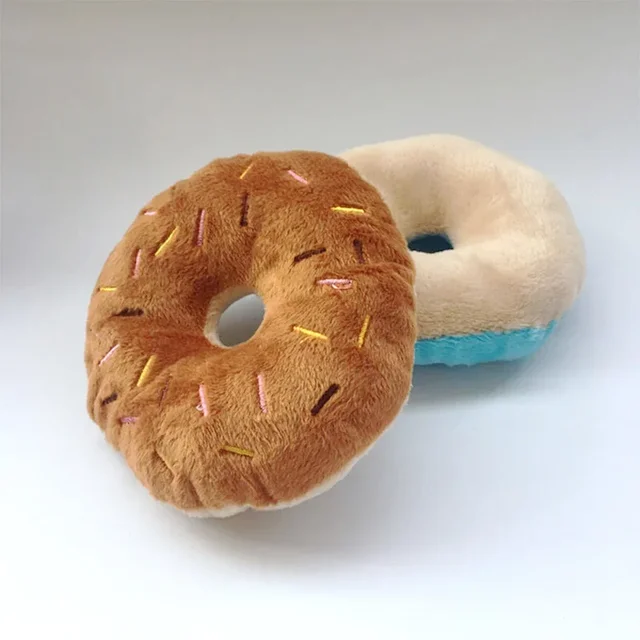 Soft Dog Donuts Plush Pet Dog Toys For Dogs Chew Toy Cute Puppy Squeaker Sound Toys Funny Puppy Small Medium Dog Interactive Toy 3