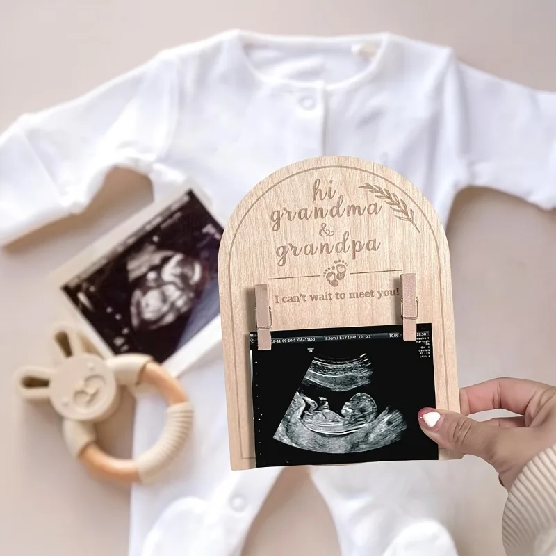 Creative Wooden Ultrasound Photo Frame Double-sided Pregnancy Announcement Decoration Gift