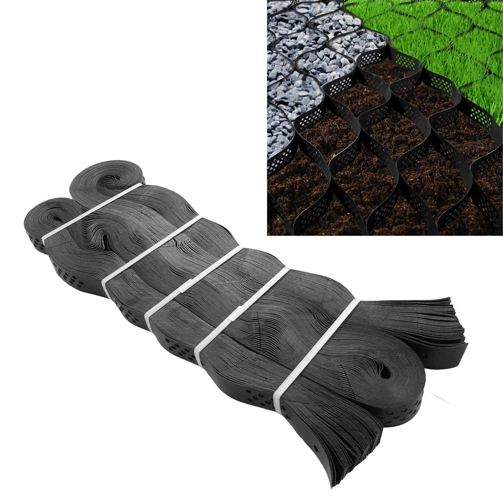 9x17 FT Gravel Ground Grid HDPE Foldable Geocell Stabilization Grid for Garden Driveway Parking Lot Ground Stabilization
