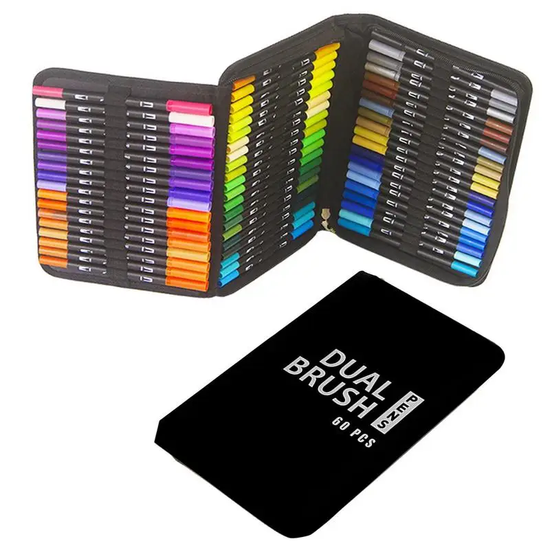 

Art Markers Dual Brush Marker Pens For Coloring Watercolor For Coloring And Calligraphy 60/72/120 Colors Set