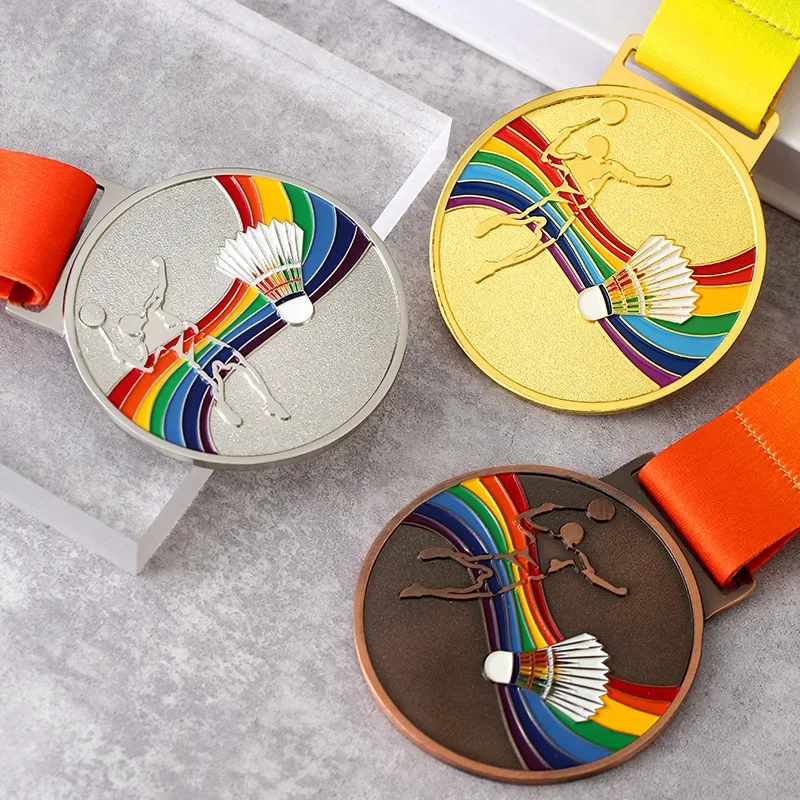 Customized Metal Commemorative Gold Medal, Badminton, Hanging Neck Medal Honor, Sports Competition, Enterprise Team Decor, 10Pcs