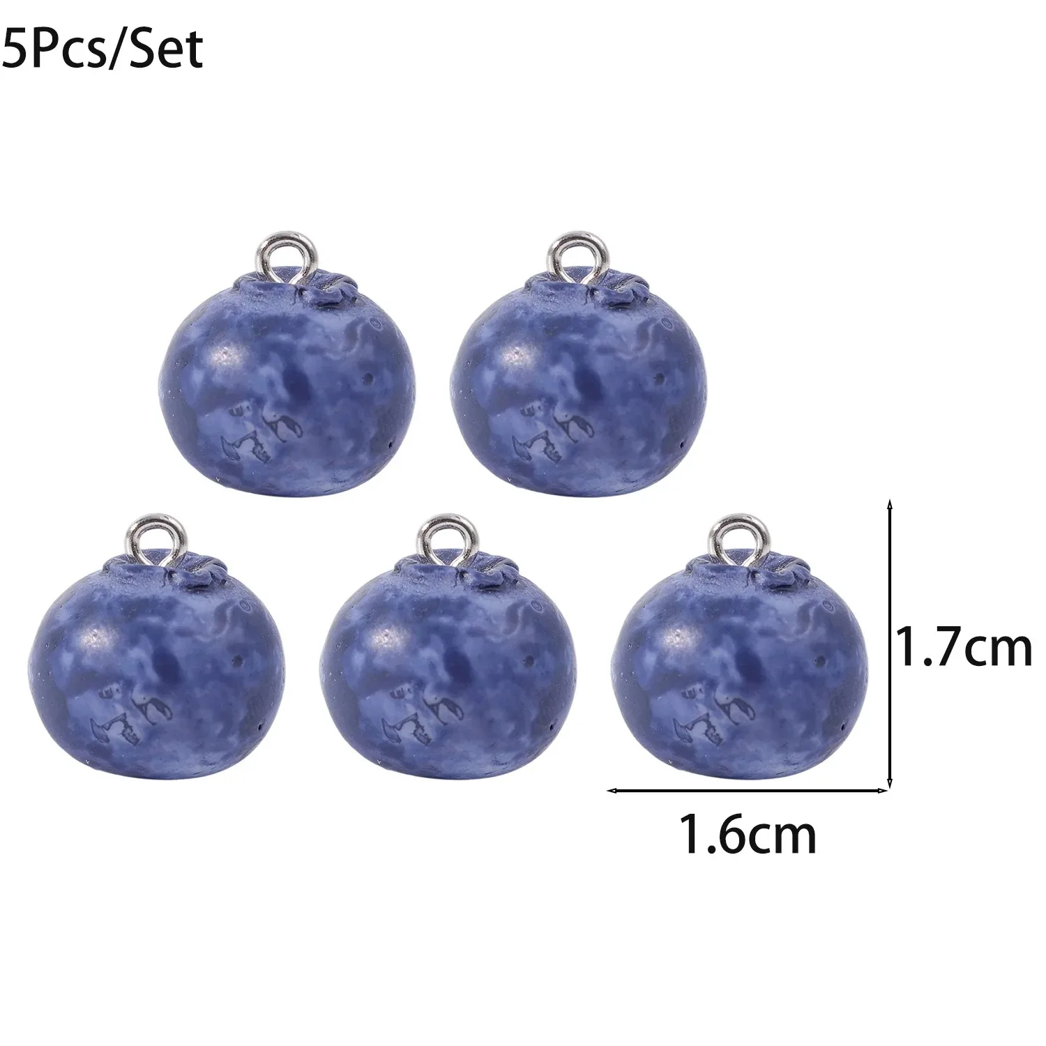 5개 3D 작은 블루베리 레진 참 귀여운 시뮬레이션 과일 펜던트 DIY 귀걸이 목걸이 쥬얼리 제작 액세서리