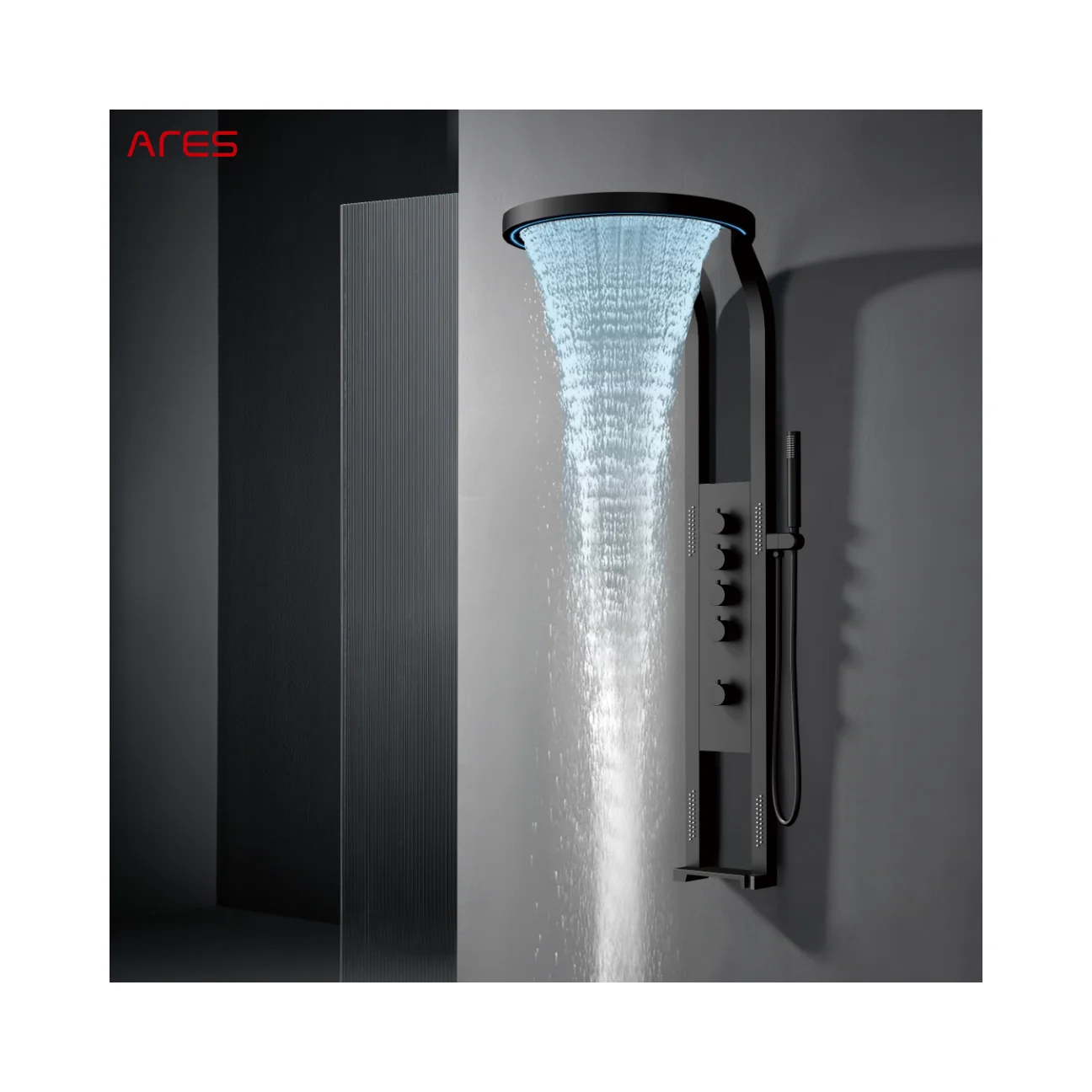 High Quality SS304 Wall Mounted LED Light New Fashion Waterproof Rainfall Multifunction Overhead Shower Panels for Bathroom