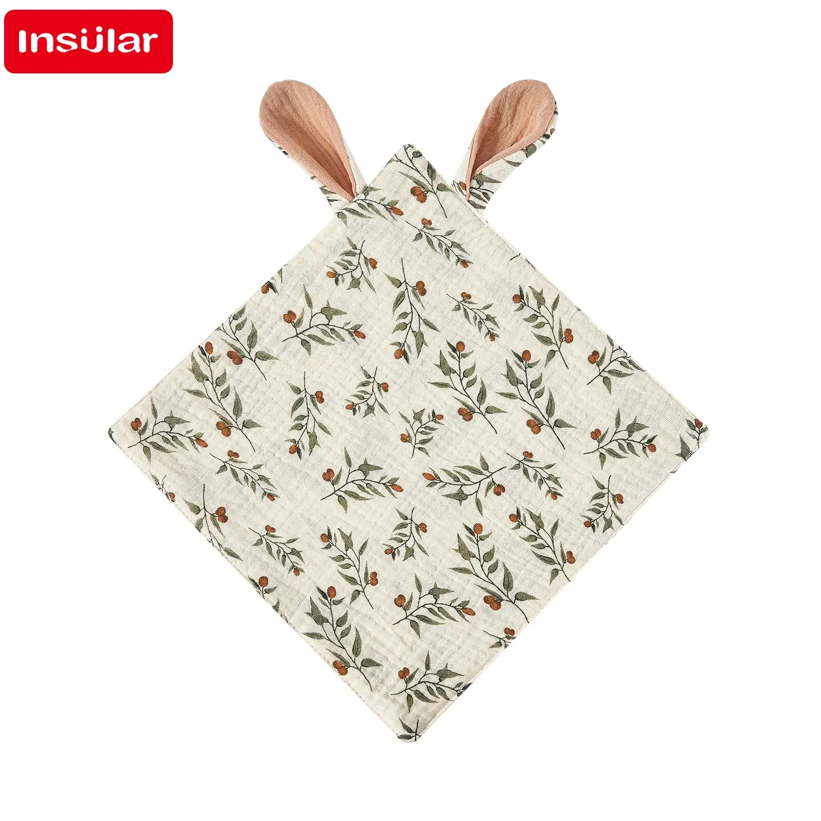 Cartoon Print Baby Muslin Soft Washcloth and Bib Set