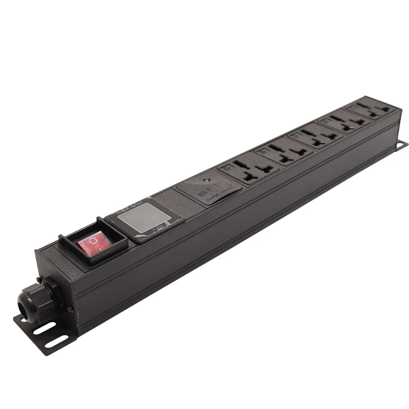 

Rack Mount Aluminium Alloy PDU Power Strip 3500W 2AC 16A Socket Surge Protection Voltmeter Ammeter Power Meter 2Meter Cord