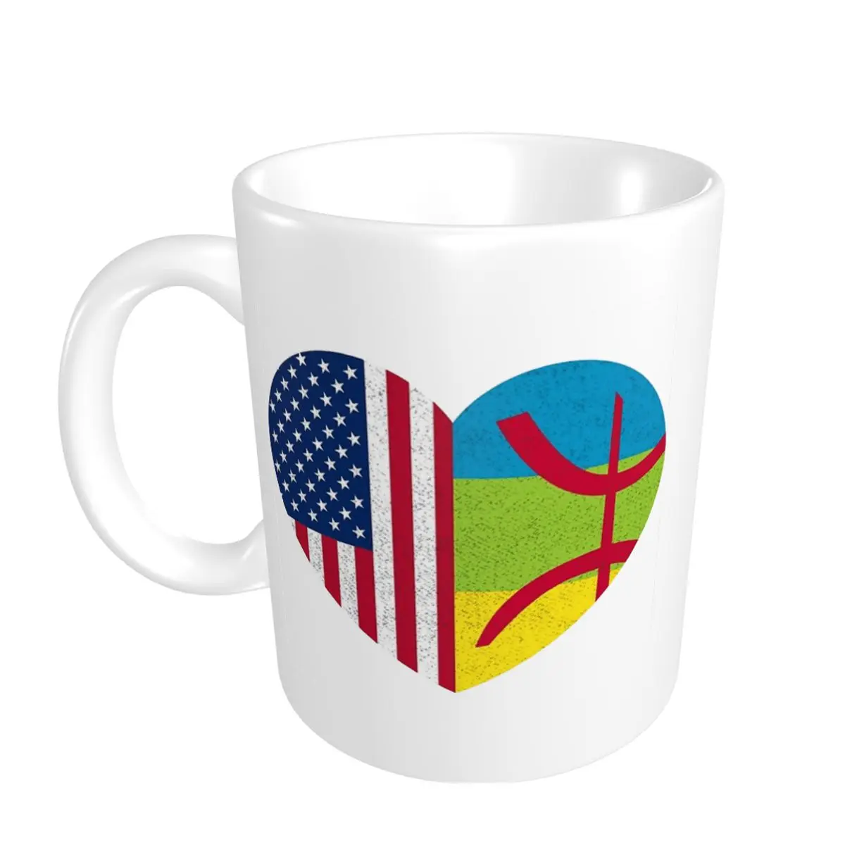 

Promo Casual Graphic Amazigh Kabyle American Pride Heart Tamazgha USA Flag Mugs Novelty Berber Amazigh Flag CUPS Print tea cups