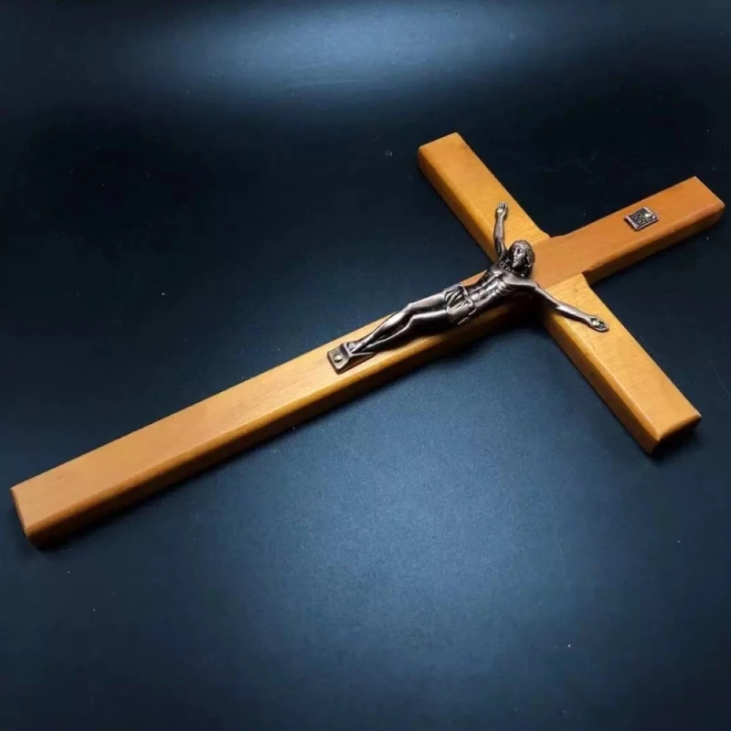 Wooden Cross Wall Hanging for Catholic Jesus Christian Prayer Ornaments Religious Gift Church Decoration