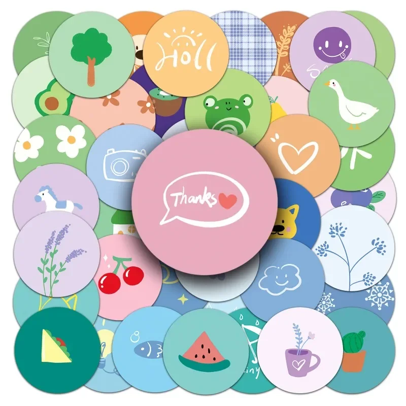 

50/100Pcs Cute Circular Ins Seal Sticker Lovely Floral Kawaii Bunny Envelope Decorative Seal Stereoscopic Scrapbook Toys Sticker