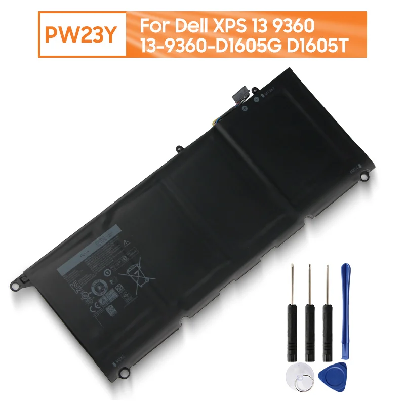 Batteria Del Computer Portatile Di Ricambio Pw23Y Per Dell Xps 13 9360 13-9360-D1605G D1605T D1705 0Rnp72 0Tp1Gt Rnp72 Tp1Gt 60Wh