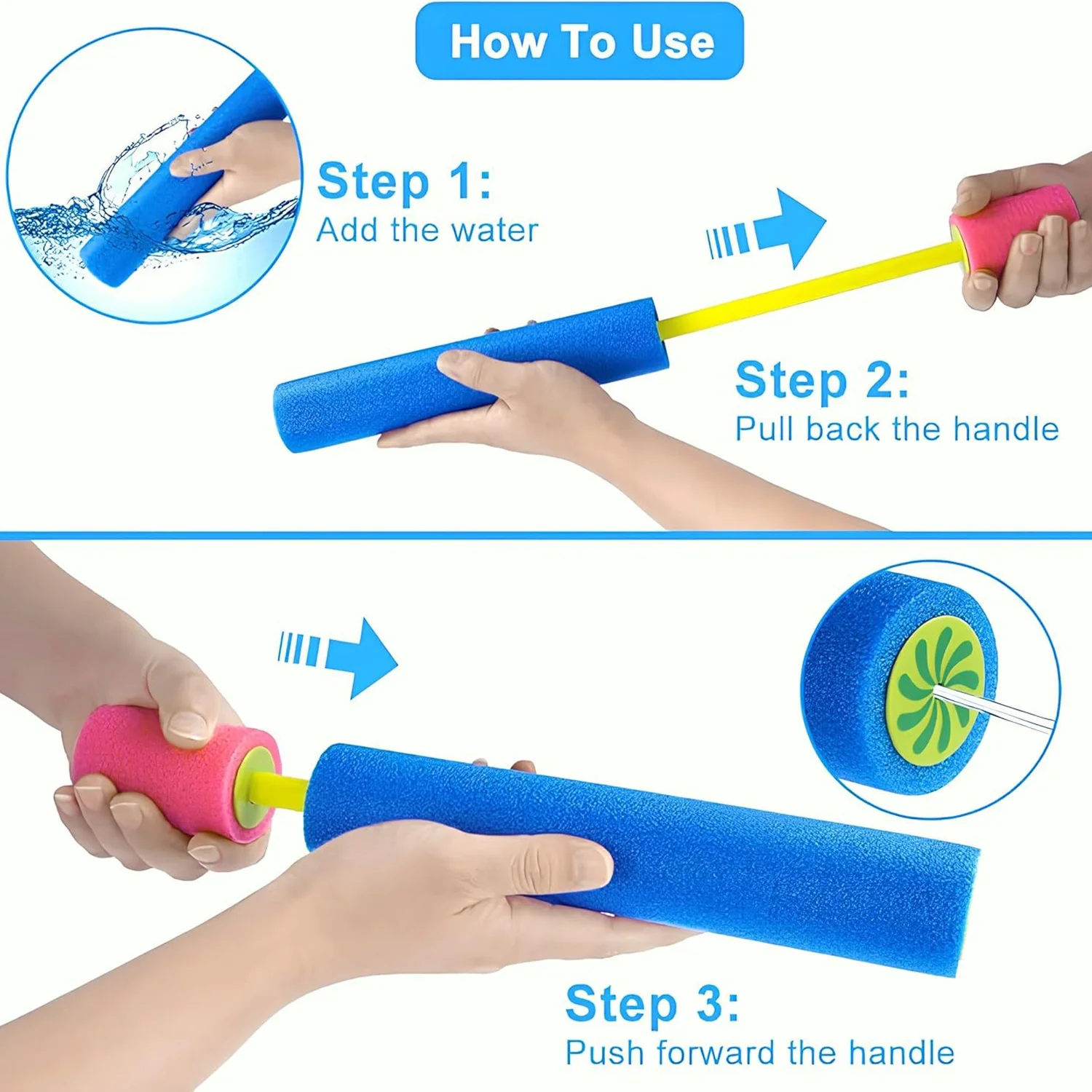 Children's pull-out foam water gun Outdoor multi player water fighting game in summer Beach water playing color random 3