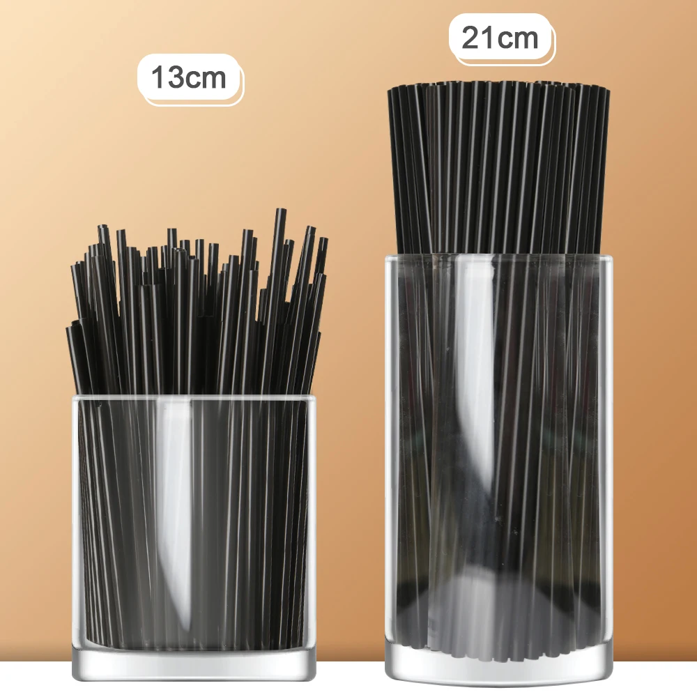 500Pcs Disposable Cocktail Straws 21 13cm Black Long Short Plastic Straw DIY Party Straw Kitchen Accessories Drinking Straws