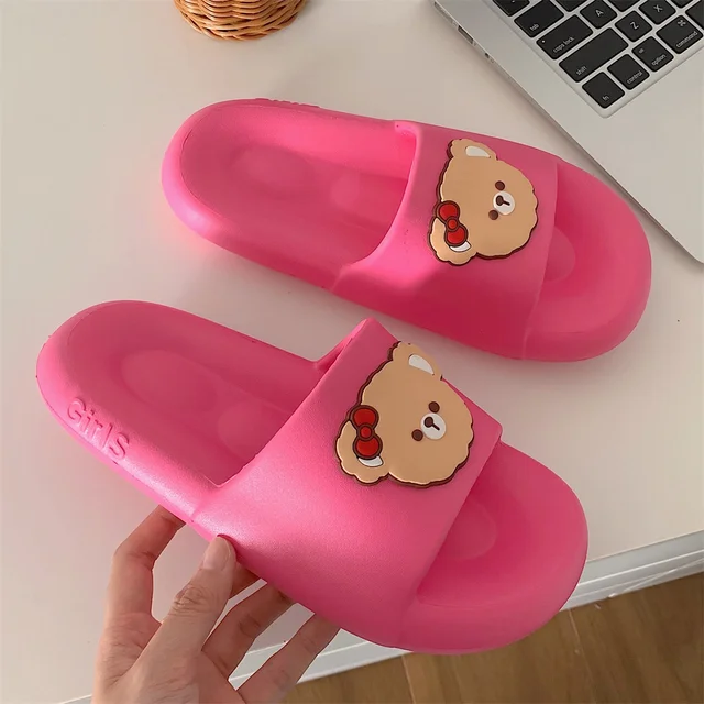 SP;CITY Summer Cute Bear Cartoon Slippers Women s Soft Bottom Household Sandals Ins Fashionable Indoor Bathroom EVA Slippers