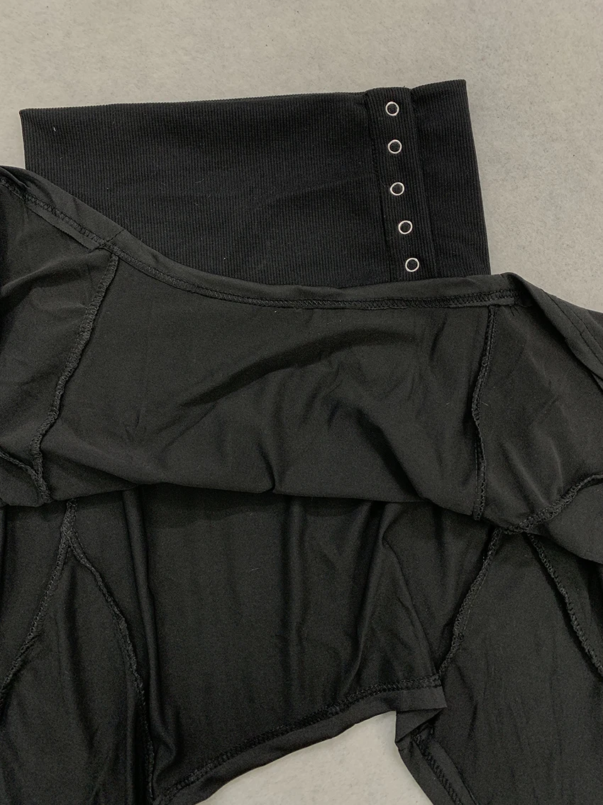 Hot Ladies Punk Irregular Short Skirt Y2K Fold Waist Rivet Buttons Decor Slim High Waist Asymmetric Casual Daily Streetwear Skir - Image 6