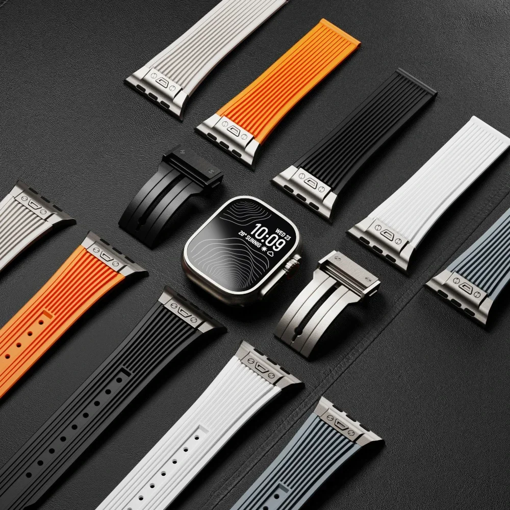 High-end Liquid Silicone Strap for Apple Watch Band 49mm 45mm 44mm 42mm Sport Watchband for iWatch Series Ultra 2 9 8 7 6 5 3 SE