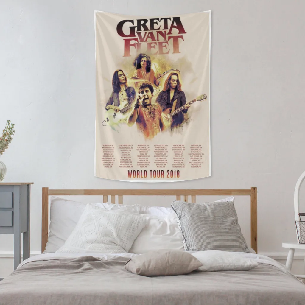 

Greta Van Fleet Band Y2K Rock Music Album Canvas Art Pictures Club Tapestry Wall Hanging Background Cloth Home Décor Aesthetic