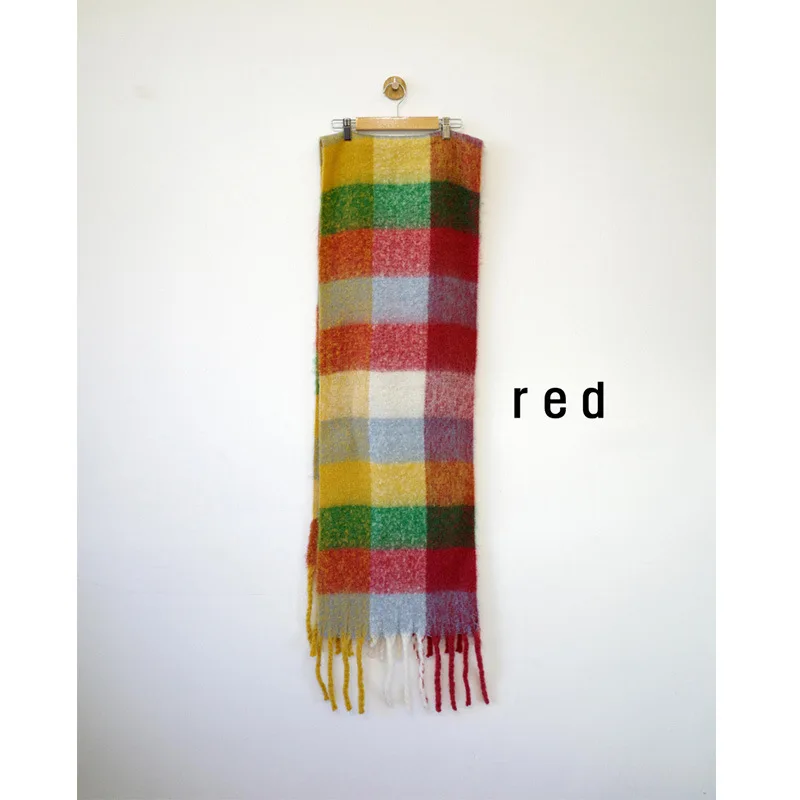 Winter Warm Plaid Fringe Schal Frauen Vintage Verdicken Farbe Schal Paar Ins Koreanische Veet Marke Schals Herbst Im Freien_voghion.com