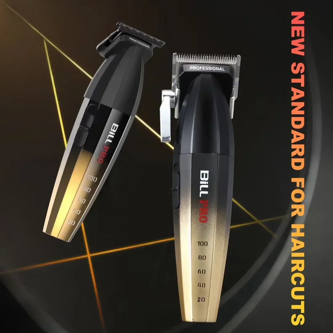 Professional 2PCS BL600 BL800 BiLLPRO Hairtrimmer Charging base Barbershop Oil Head Engraving Barber 2000mAh HairClipper for Men 6